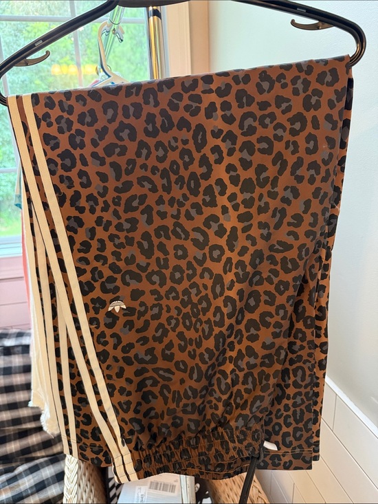 adidas Pants - adidas Brown and Black Leopard Print Track Pants with Cream Stripes